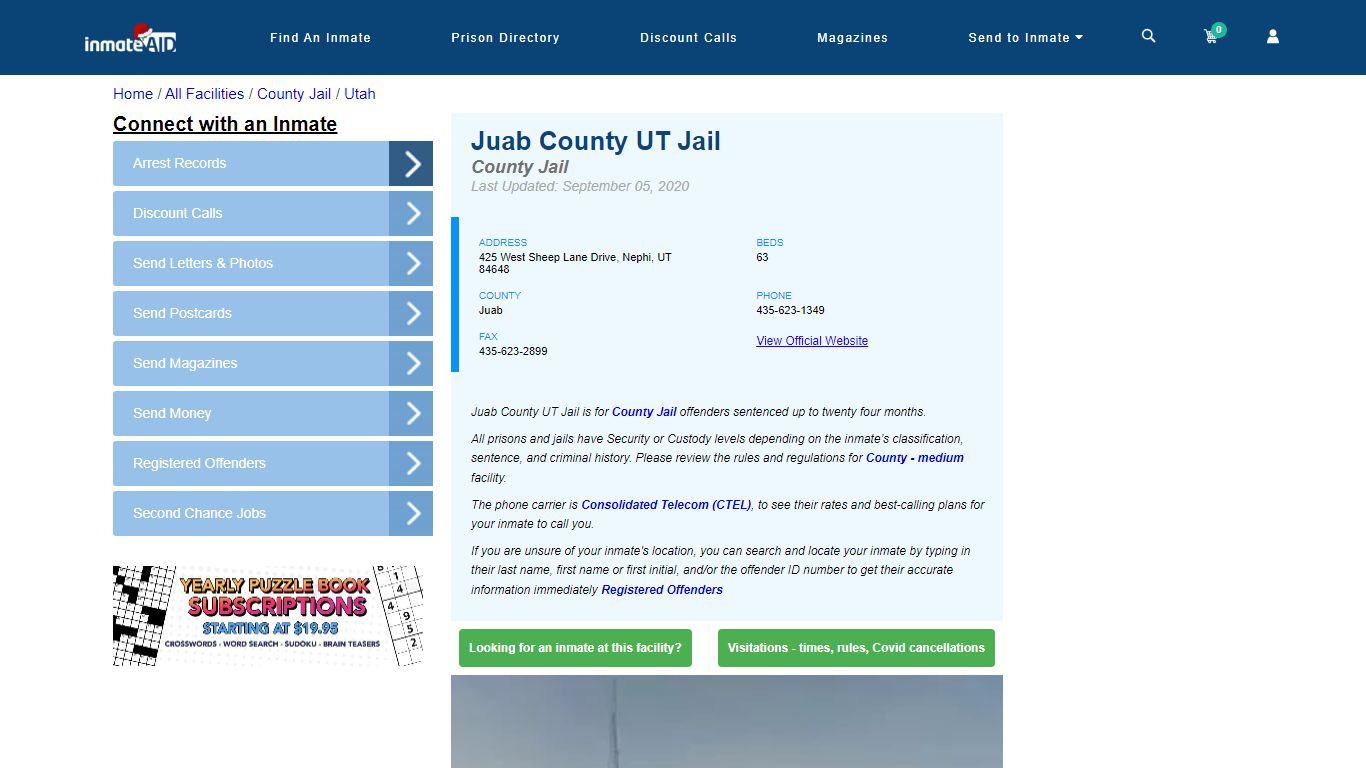 Juab County UT Jail - Inmate Locator - Nephi, UT