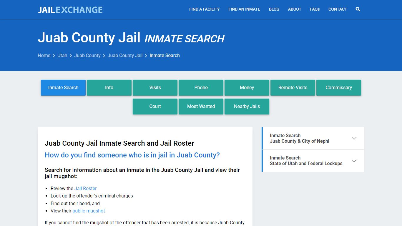 Inmate Search: Roster & Mugshots - Juab County Jail, UT
