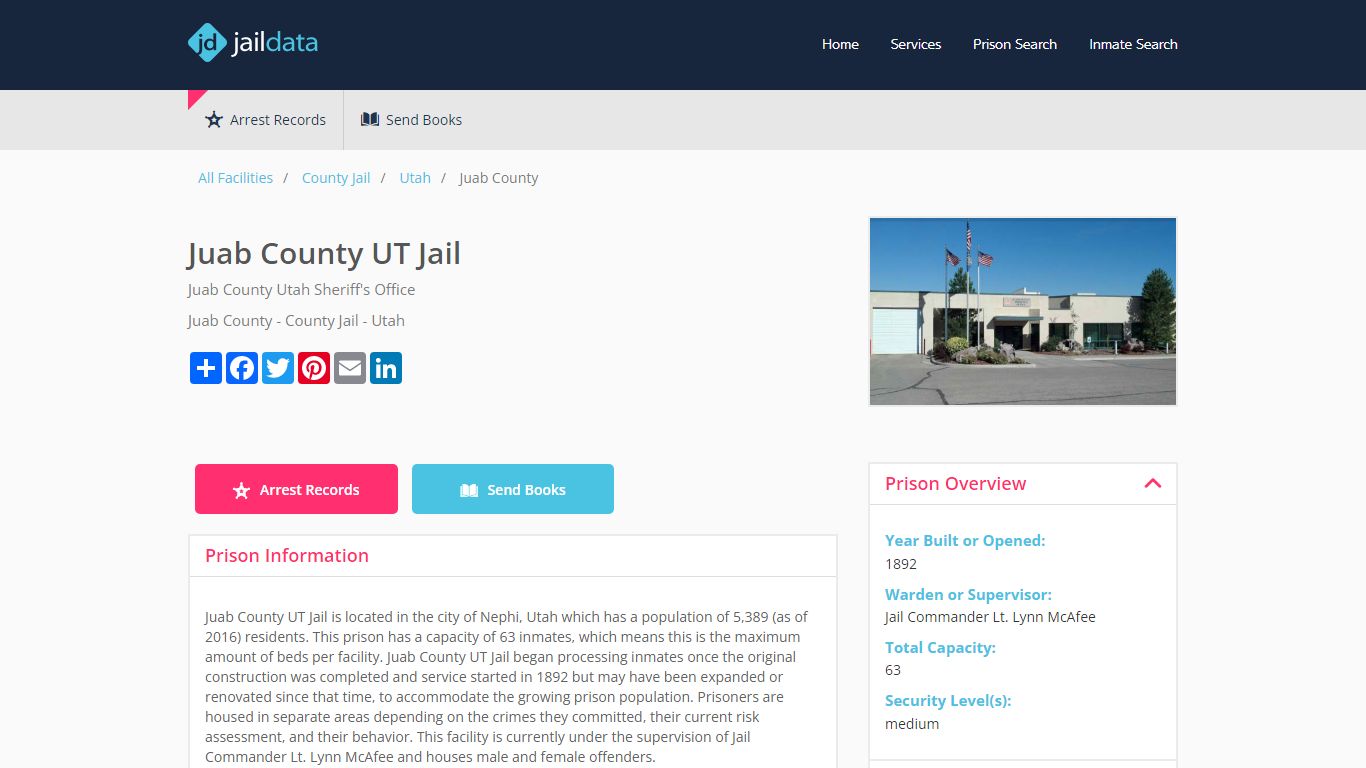 Juab County UT Jail Inmate Search and Prisoner Info - Nephi, UT